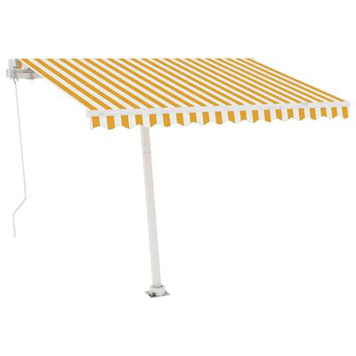 vidaXL Copertină retractabilă manual, galben/alb, 300x250 cm