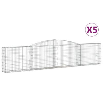 vidaXL Coșuri gabion arcuite 5 buc, 400x30x80/100 cm, fier galvanizat