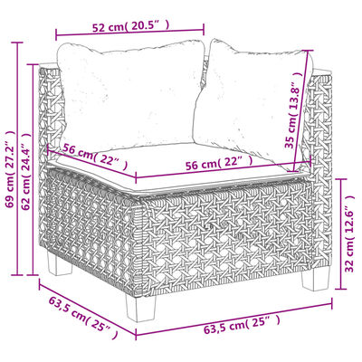 vidaXL Set mobilier de grădină cu perne, 6 piese, negru, poliratan