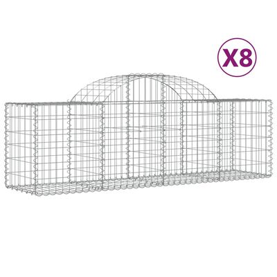 vidaXL Coșuri gabion arcuite 8 buc, 200x50x60/80 cm, fier galvanizat