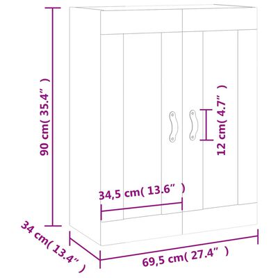 vidaXL Dulap cu montaj pe perete, alb, 69,5x34x90 cm