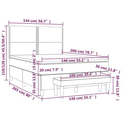 vidaXL Pat box spring cu saltea, roz, 140x200 cm, catifea