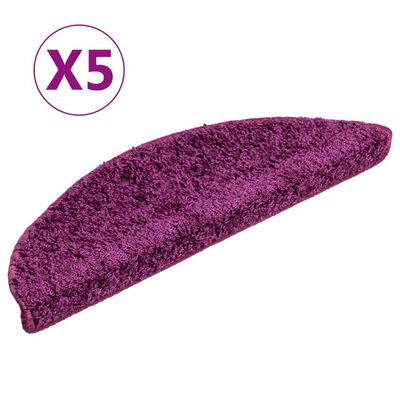 vidaXL Covorașe de scară, 5 buc.,violet, 56x17x3 cm