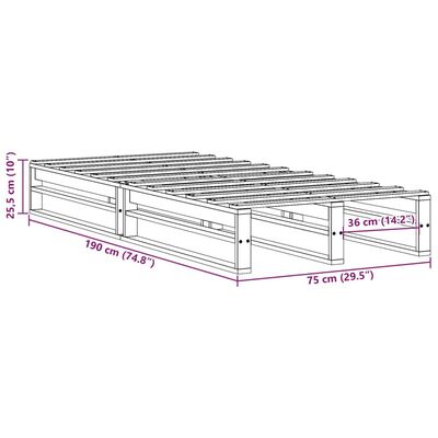 vidaXL Cadru de pat fără saltea, 75x190 cm, lemn masiv de pin