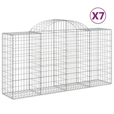 vidaXL Coșuri gabion arcuite 7 buc, 200x50x100/120 cm, fier galvanizat