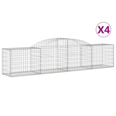 vidaXL Coșuri gabion arcuite 4 buc, 300x50x60/80 cm, fier galvanizat