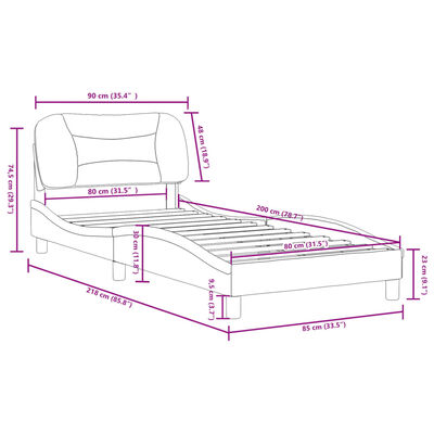 vidaXL Cadru de pat cu tăblie, cappuccino, 80x200 cm, piele ecologică