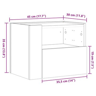 vidaXL Noptiere de perete, 2 buc., gri beton, 45x30x35 cm