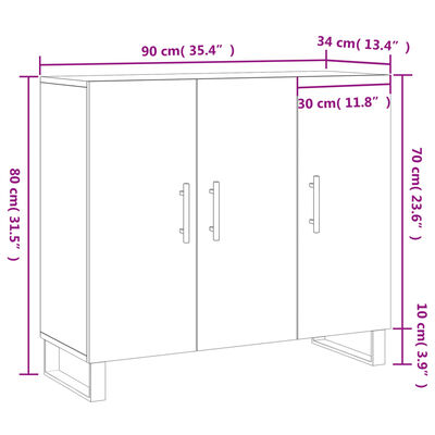 vidaXL Dulap, stejar maro, 90x34x80 cm, lemn compozit