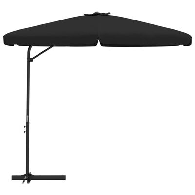 vidaXL Umbrelă de soare de grădină, stâlp din oțel, negru, 300 cm