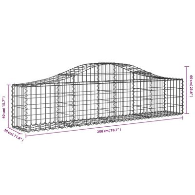 vidaXL Coș gabion arcuit, 200x30x40/60 cm, fier galvanizat