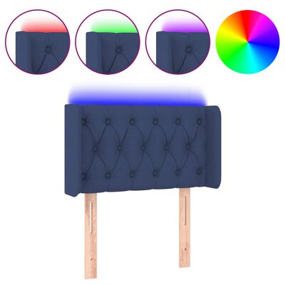 vidaXL Tăblie de pat cu LED, albastru, 83x16x78/88 cm, textil