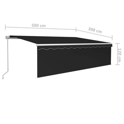 vidaXL Copertină retractabilă manual cu stor&LED, antracit, 5x3 m