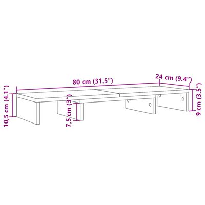 vidaXL Suport monitor reglabil lemn vechi 80x24x10,5 cm lemn prelucrat