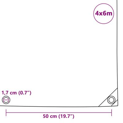 vidaXL Prelată 650 g/m² 4 x 6 m alb