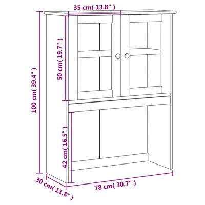 vidaXL Dulap superior comodă „VIGO”, alb, 78x30x100 cm, lemn masiv pin