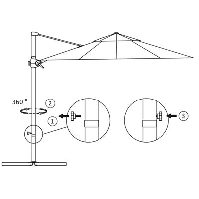 vidaXL Umbrelă suspendată cu stâlp din oțel, verde, 250 x 250 cm