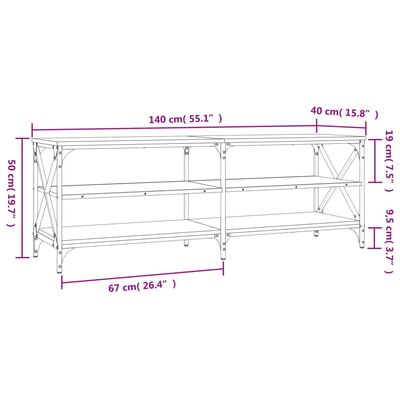 vidaXL Comodă TV, negru, 140x40x50 cm, lemn prelucrat