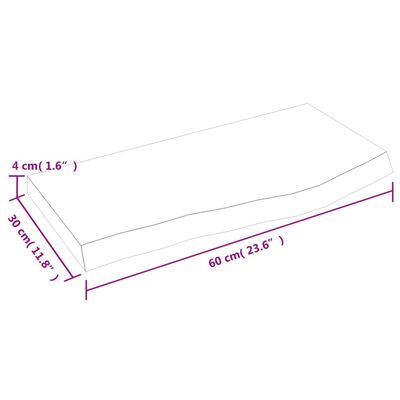 vidaXL Blat de baie, 60x30x4 cm, lemn masiv netratat