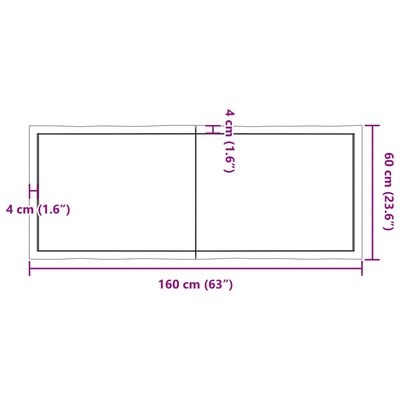 vidaXL Blat masă, 160x60x(2-4) cm, maro, lemn tratat contur organic