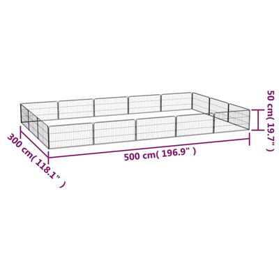 vidaXL Țarc câini 16 panouri negru 100x50 cm oțel vopsit electrostatic