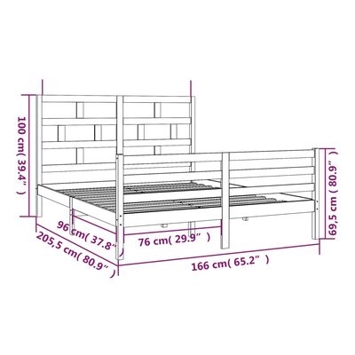 vidaXL Cadru de pat, alb, 160x200 cm, lemn masiv de pin