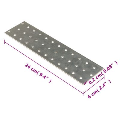 vidaXL Plăci perforate, 40 buc., 2 mm, 240x60 mm, oțel galvanizat