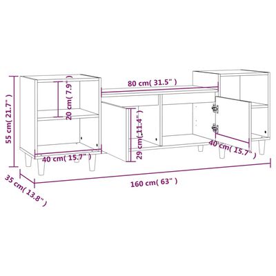 vidaXL Comodă TV, gri beton, 160x35x55 cm, lemn prelucrat