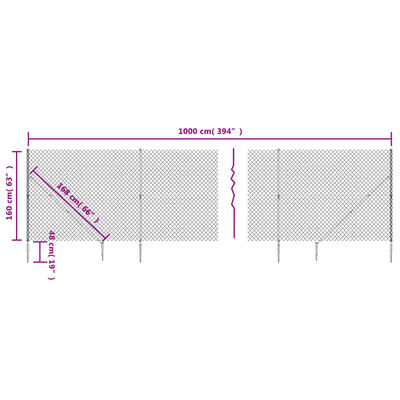 vidaXL Gard plasă de sârmă cu țăruși de fixare, verde, 1,6x10 m