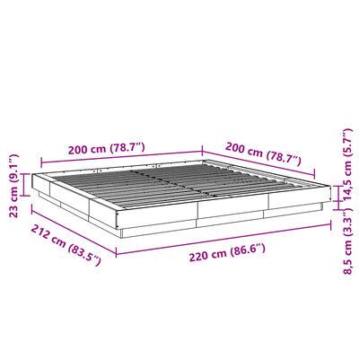 vidaXL Cadru de pat, alb, 200x200 cm, lemn prelucrat