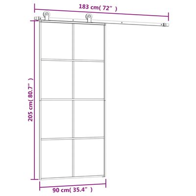 vidaXL Ușă glisantă cu set feronerie, 90x205 cm, sticlă ESG/aluminiu