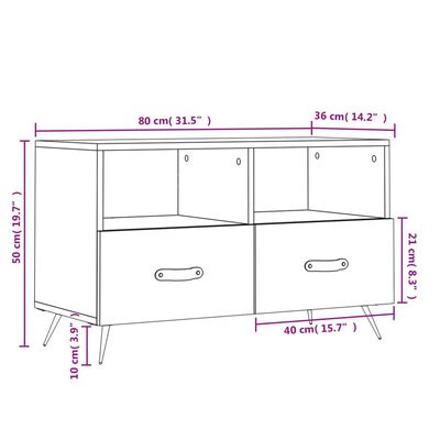 vidaXL Comodă TV, stejar maro, 80x36x50 cm, lemn prelucrat