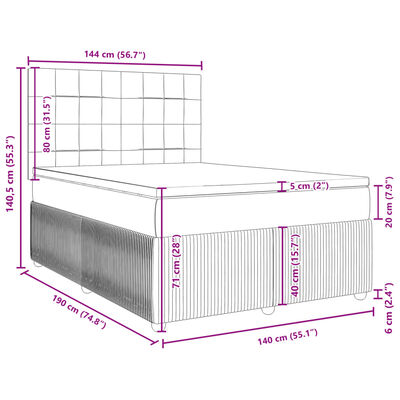 vidaXL Pat box spring cu saltea, crem, 140x200 cm, textil