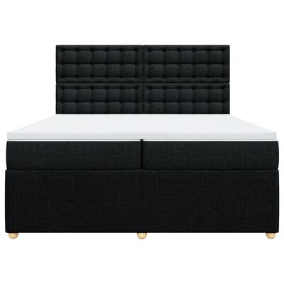 vidaXL Pat box spring cu saltea, negru, 200x200 cm, textil