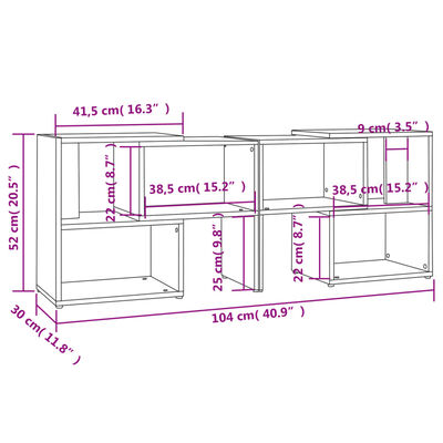 vidaXL Comodă TV, negru extralucios, 104x30x52 cm, PAL