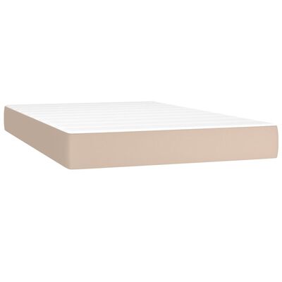 vidaXL Pat box spring cu saltea, cappuccino, 120x200cm piele ecologică