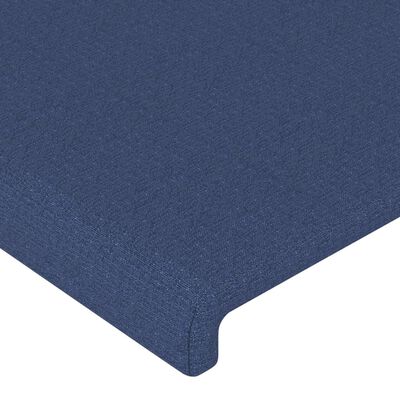 vidaXL Tăblie de pat cu LED, albastru, 90x5x118/128 cm, textil