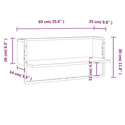 vidaXL Raft de perete cu bare, stejar maro, 65x25x30 cm