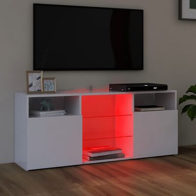 vidaXL Comodă TV cu lumini LED, alb extralucios, 120x30x50 cm