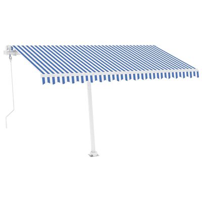 vidaXL Copertină autonomă retractabilă automat albastru&alb 450x300 cm