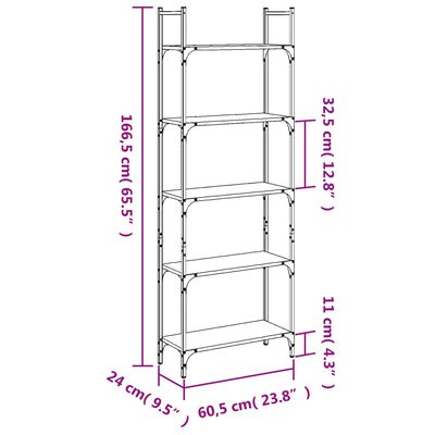 vidaXL Bibliotecă 5 niveluri, stejar sonoma, 60,5x24x166,5 cm