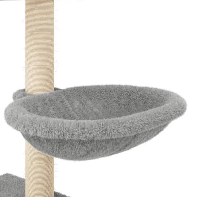 vidaXL Ansamblu pisici cu stâlpi de zgâriat, gri deschis, 117cm, sisal