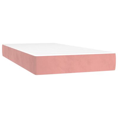 vidaXL Pat box spring cu saltea, roz, 200x200 cm, catifea