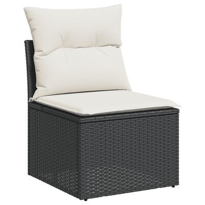 vidaXL Set mobilier de grădină cu perne, 4 piese, negru, poliratan