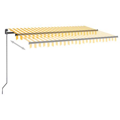 vidaXL Copertină retractabilă manual cu LED, galben și alb, 400x350 cm