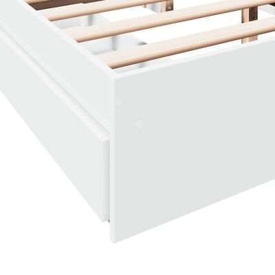 vidaXL Cadru pat cu sertare alb extralucios 150x200 cm, lemn prelucrat