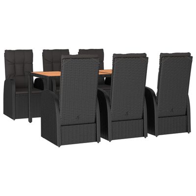 vidaXL Set mobilier de grădină cu perne, 7 piese, negru, poliratan