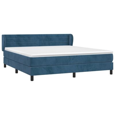 vidaXL Pat box spring cu saltea, albastru închis, 160x200 cm, catifea