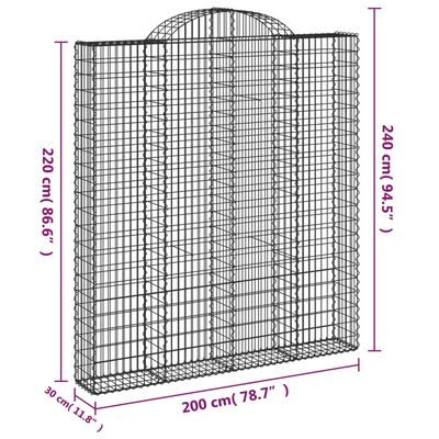 vidaXL Coș gabion arcuit, 200x30x220/240, fier galvanizat