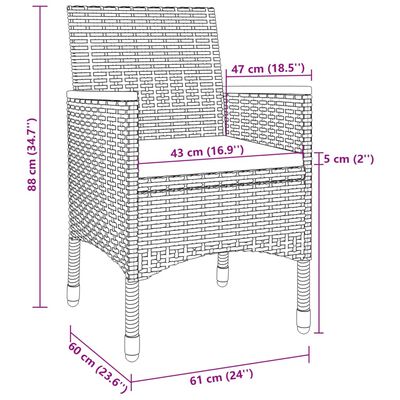 vidaXL Set mobilier de grădină cu perne, 3 piese, poliratan și sticlă